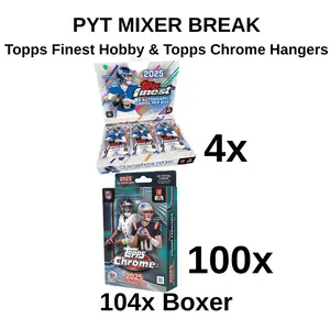 WWAB #1423 Break, 104 BOXER BREAK, 4x 2025 Topps Finest Hobby Boxes, 100x Topps Chrome Hangers
