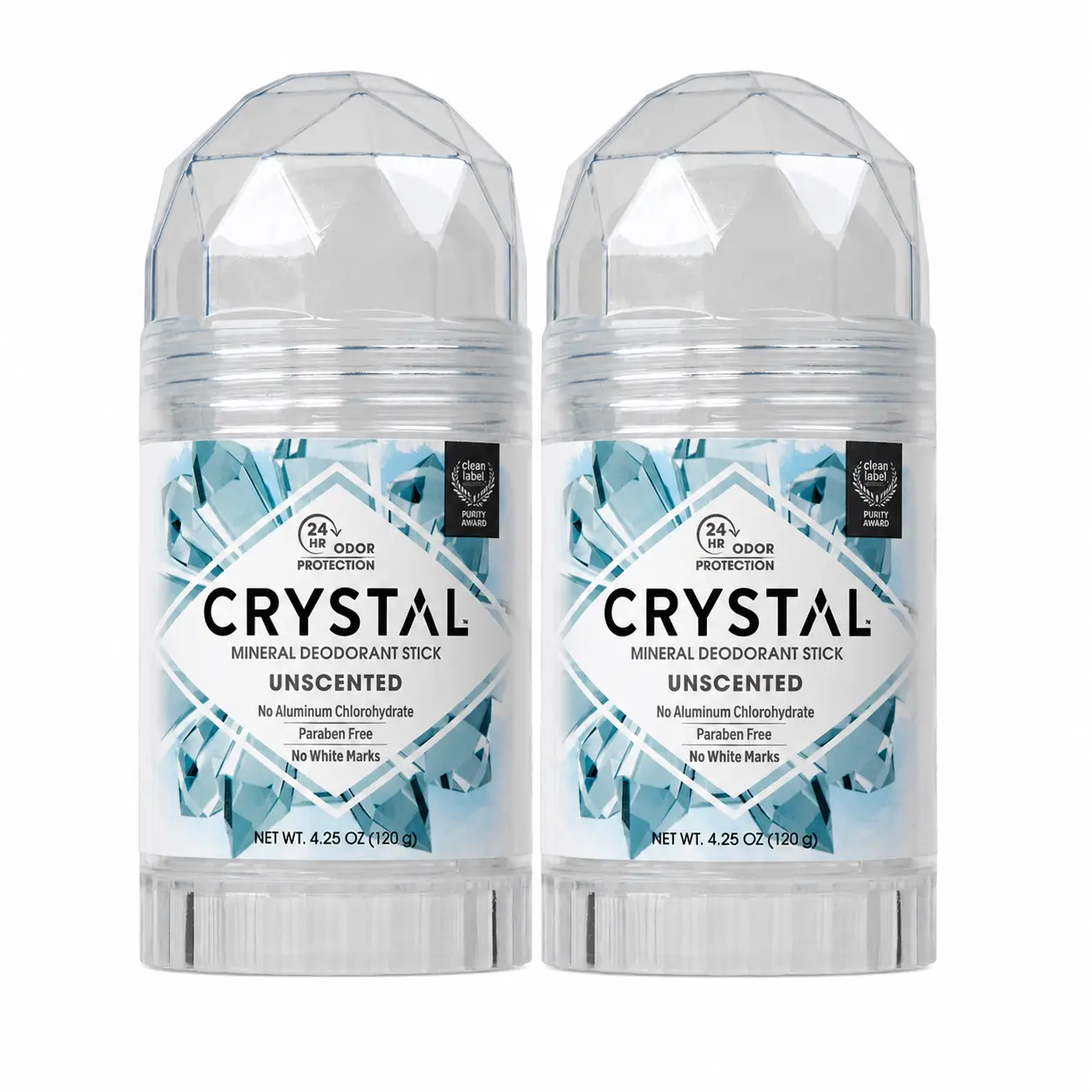 2 Pack CRYSTAL Mineral Deodorant Stick, Unscented, 4.25 oz