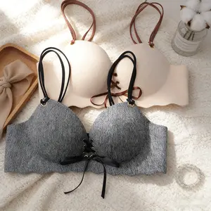 Push-Up Strapless Bra for Small Busts, Minimalist Seamless Side Support, Wireless Shaping Lingerie Set