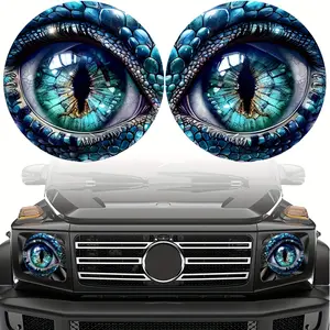 2 Pack 3D Stereo Beast Eye Headlight Sticker, round Eye Sticker Suitable for Jeep Headlights, Fun Car and Truck Body Window Bumper Decorative Stickers, a Pair