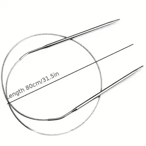 5sizes 80cm Stainless Circular Knitting Needles, Circular Knitting Pins, Crochet Weaving Pins, Needlework Tools, Sewing Accessories