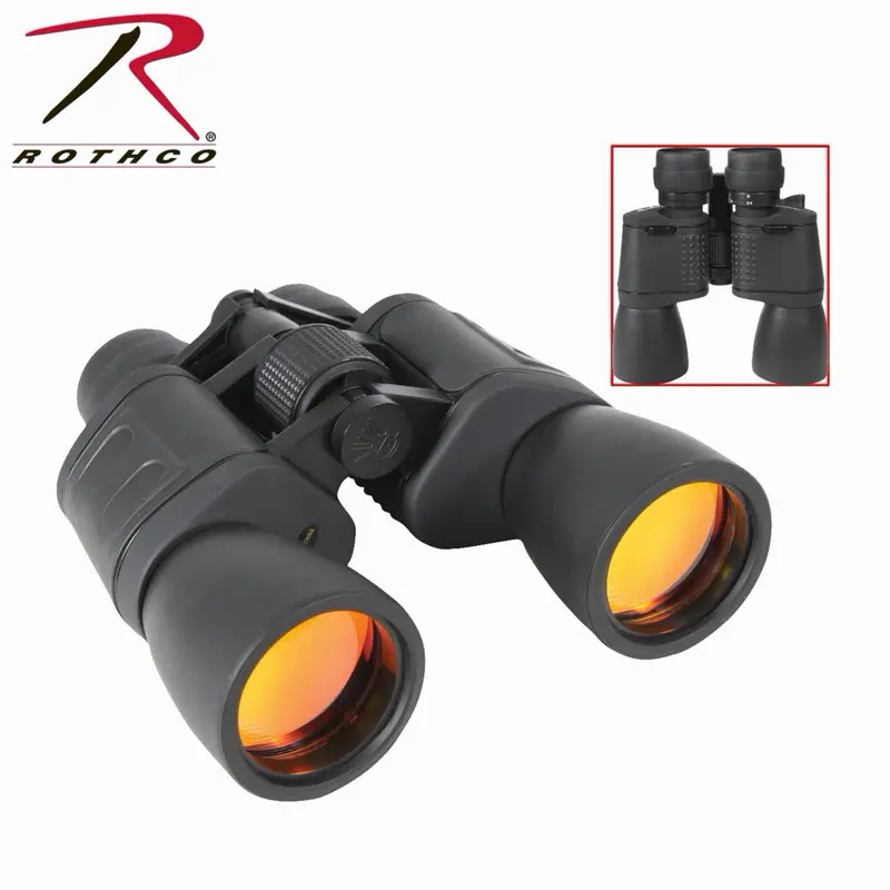 ROTHCO 8-24x50mm Adjustable Binoculars with Zoom Variable Magnification, All-Weather Nonslip Rubber Body and Coated Optics, Foldable Eyecups for Glasses Wearers and Sightseeing