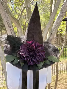 Black & Plum Witch Hat | Witchy Elegance – Moonspell Hollow™