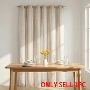 French Romantic Two-Layer Cloth Light-Blocking Finished Curtain, Fashionable Hole Drapery for Living Room, Stylish and Trendy Window Covering