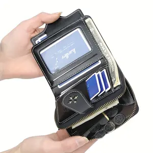 new women's wallet short, European and American fashion buckle wallet zipper coin purse spot