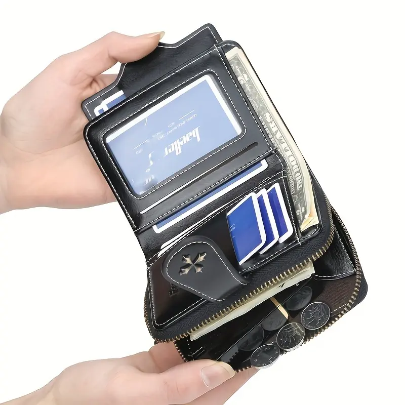new women's wallet short, European and American fashion buckle wallet zipper coin purse spot