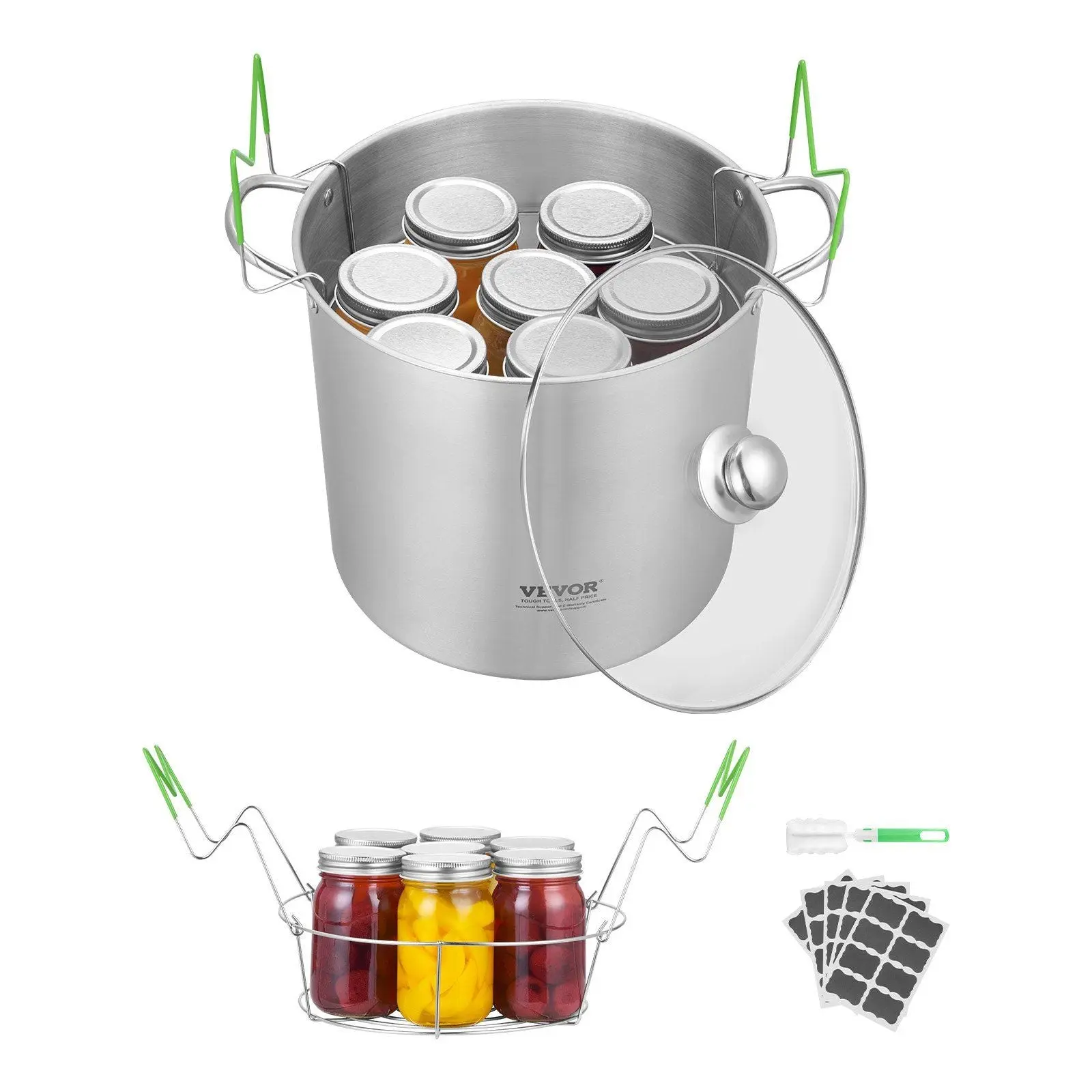 Canning Pot with Rack and Glass Lid 21 QT Stainless Steel Waterbath Canner