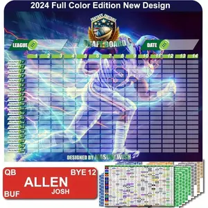 Extra Large Fantasy Football Draft Board 2024-2025 Kit - 640 Player Stickers - Full Color Edition[14 Teams 20 Rounds]