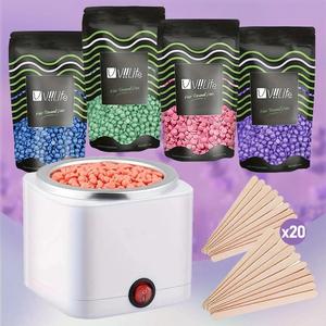 hair removal waxing kit set, 1 count 200cc wax warmer machine with 4 counts wax grain & 20pcs wooden sticks, diffuser hair removal, personal care appliances for women home use, hygiene body product