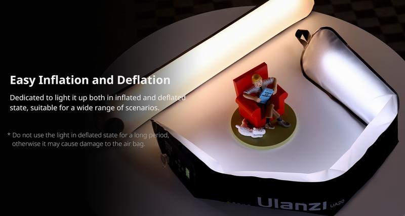 Ulanzi Portable Inflatable Air Tube Light UA12/UA20 , Handheld Magnetic 12W/20W 2700K to 6500K CRI 95+ Air Video Streaming Light 1/4 Mount Photography Lighting Stick