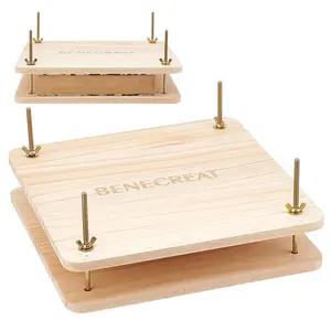 BENECREAT Book Press Bookbinding, Wooden Book Press Tool Portable Binding Press Machine with Iron Nut, Wing Nuts, Gasket for Home, School, Office Bookbinding Supplies, 30x30cm