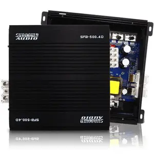 Sundown Audio SFB-500.4 4-Channel Digital Car Audio Amplifier - Compact Wired Unit with Remote, Protection Features