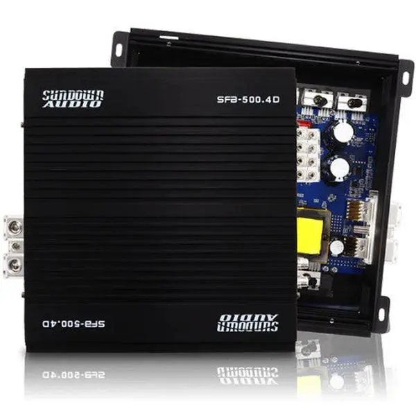 Sundown Audio SFB-500.4 4-Channel Digital Car Audio Powered Amplifier - Compact Wired Unit, with Remote, Built-In Amplifier Protection Features, Powered Amplifier Amplifiers, Built-In Amplifier Amplifiers