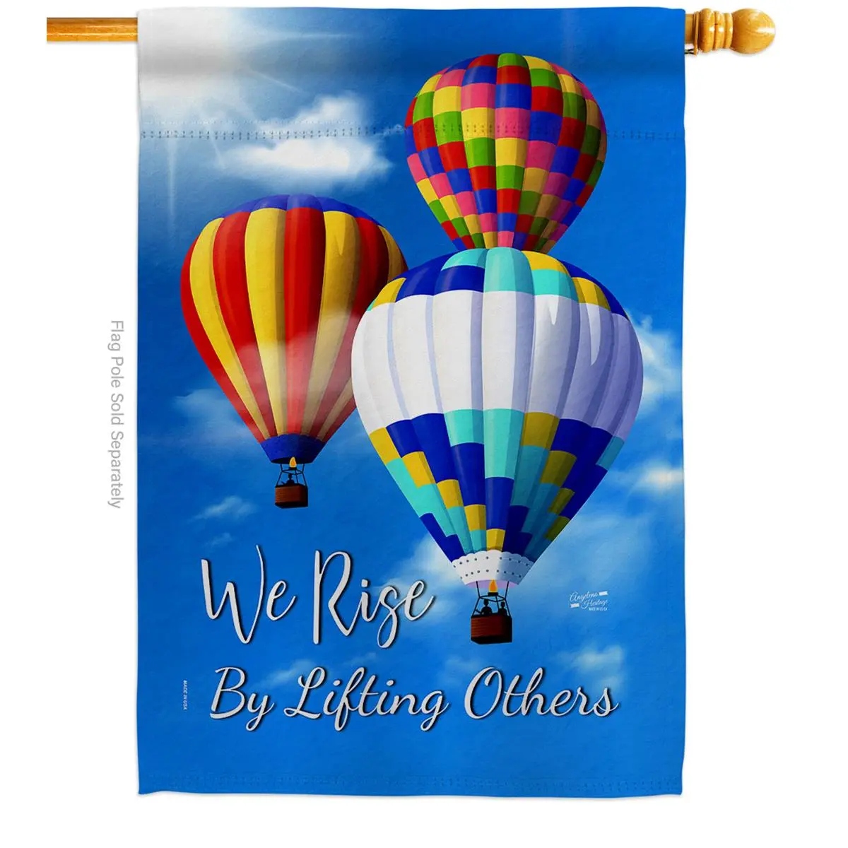 3 Hot Air Balloon Summertime 28 x 40 in. Double-Sided Decorative Vertical House Flags for Decoration Banner Garden Yard Gift