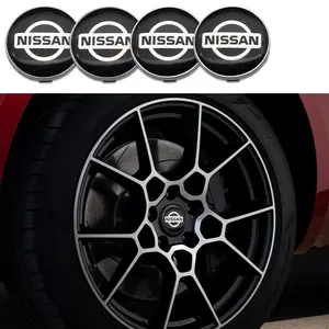 4pcs 60mm Nissan 3D Wheel HUB Center Caps with Stickers, Durable Anti-Scratch Car Accessory with Brand Logo, Ideal for Car Customization