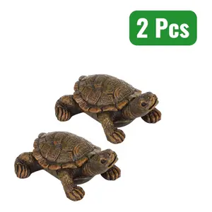 2Pcs Miniature Turtle Figurines-Mini Simulation Tortoise Ornament,Resin Sea Turtles Fish Tank Decoration,For Bonsai Fairy Garden Plant Decor