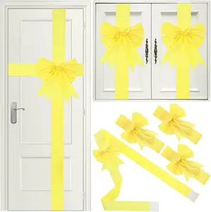 7 count Christmas Cabinet Door Ribbon Bow Large Christmas Festive Ribbons Cabinet Bows Xmas Tree Wreath Bow()