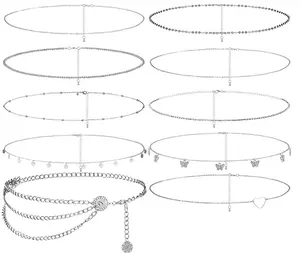 10 PCS Summer Beach Belly Chain Adjustable Waist Multi Layered Chain Waist Jewelry for Women Girls Multilayer Body