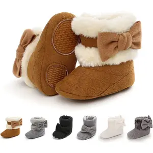 Baby Boy Girl Boots Newborn Shoes Winter Snow Bowknot Anti-Slip Soft Sole Warm Infant Toddler Prewalker Booties