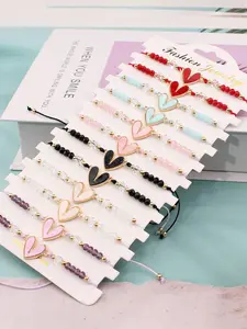 Handmade Woven Heart-Shaped Bracelets, Perfect Gift for Women, Available in Single Colors, Ideal for Mother's Day & More