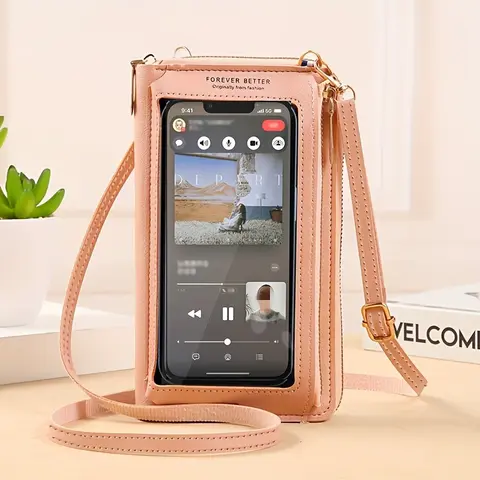 Forever Better Women's Transparent Mini Anti-Theft Crossbody Phone Purse - Casual Handbag Shoulder Purse, Hands-Free Carry, 1-in-1 Phone & Wallet, Contents-Visible Daily Use, Ideal Gift