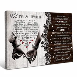 We're A Team Couple Canvas Wall Art, Romantic Love Quote Canvas Print, Anniversary Gift for Husband Wife, Bedroom Decor, Farmhouse Wall Decor, Wedding & Valentine's Day Gift for Couples