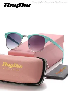 ReyDix Unisex Square Retro Fashionable Artistic Casual Outdoor Sunglasses UV400