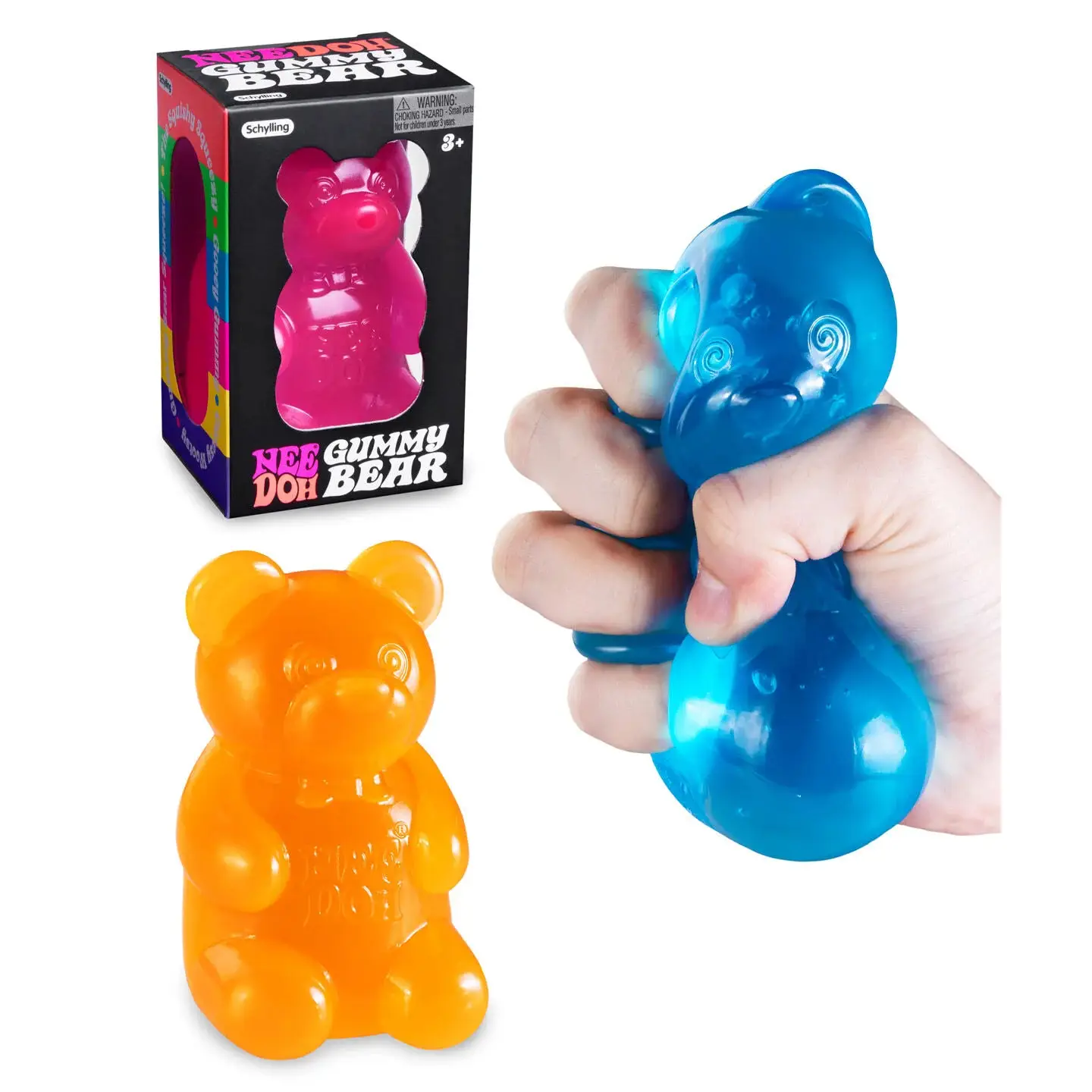 Nee Doh Gummy Bear Squishy, Fruity-Named Colors (Berry Blast/Groovy Grape/Alright Orange/Way Out Watermelon)