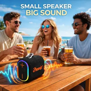 IP-330 2in1 Power Bank & Portable Speaker - Bluetooth - Type-C Charging True Wireless Stereo, RGB Lighting, USB Port, Water Resistant Built-in 5000mAh, FM Radio, Outdoor Speaker, Smartphone Audio playback