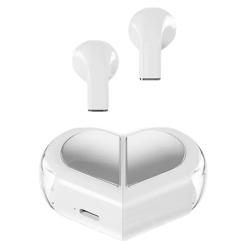 Adorable Heart-Shaped Deformable TWS Bluetooth 5.0 In-Ear Earbuds - Built-In Batteries, Wireless Stereo Sound, Noise Cancellation, Gaming Low Latency, Portable Audio, Mobile Charging Support, Cute Love Design, Black Gift for Lovers