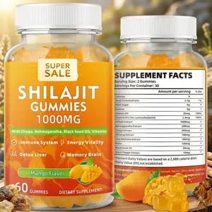 Shilajit Gummies 1000mg Sugar Free - Shilajit Supplement for Men & Women - High in 85+ Trace Minerals & Fulvic Acid - Energy, Brain, Immunity - 60 Gummies