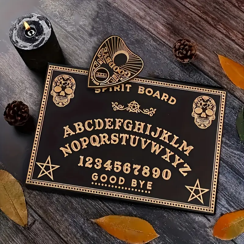 1Set Vintage Halloween Spirit Board Set, Wooden Divination Board Kit, Party Game, Family Board Game, Tabletop Games, Board Games Night, Supernatural Art Display, No Power Needed, No Feathers