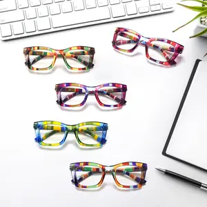 5-Pack Stylish Blue Light-blocking Reading Glasses for Women. Featuring a classic striped frame and high-quality blue light-blocking lenses, these glasses are perfect for everyday activities and computer work. Adjustable Mix Color