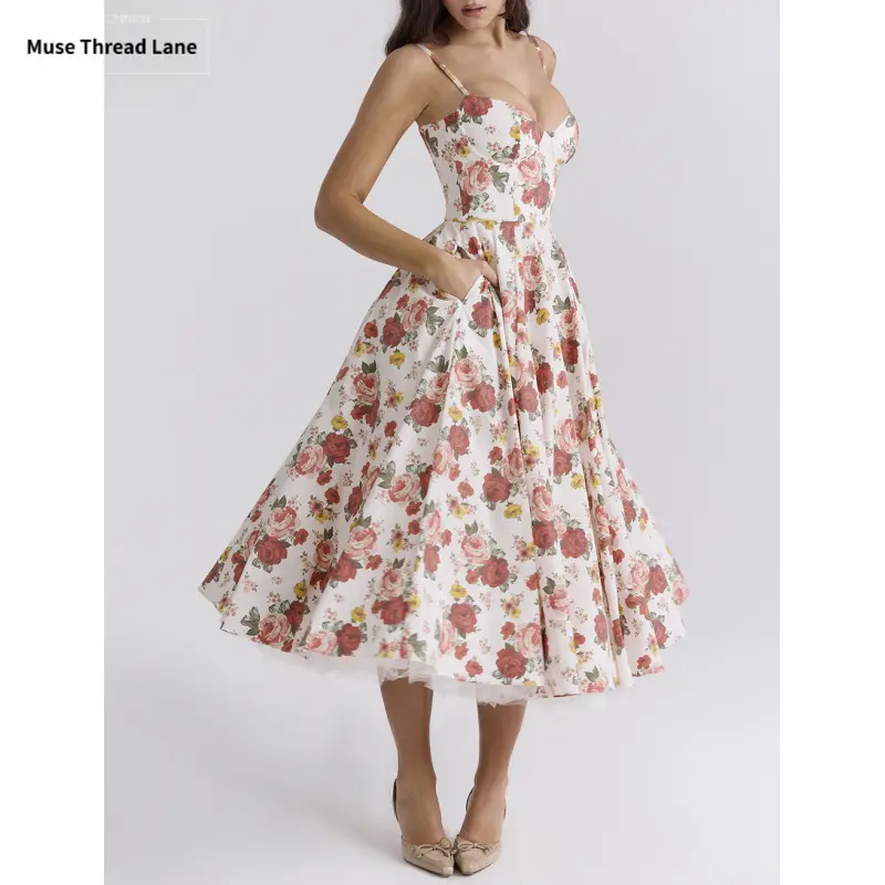 2026 New Summer High-End Princess Dress French Style Mesh Large Hem Double-Layer Strap Dress for Women, Spaghetti Strap, French Retro, Chic