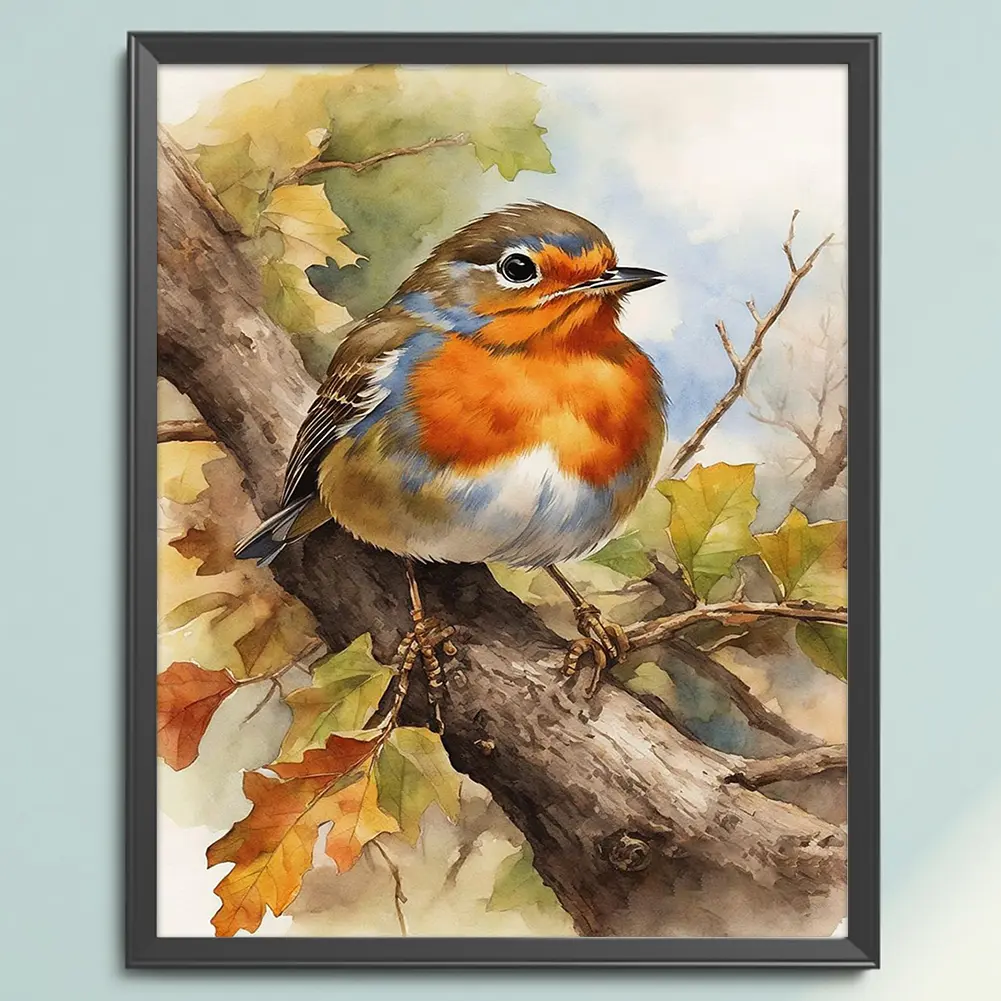 11CT Robin Printed Cross-Stitch Kit - 40x70cm Cotton Manual DIY Needlework Craft Set with Embroidery Design, Unique Gift for Home Decor Enthusiasts