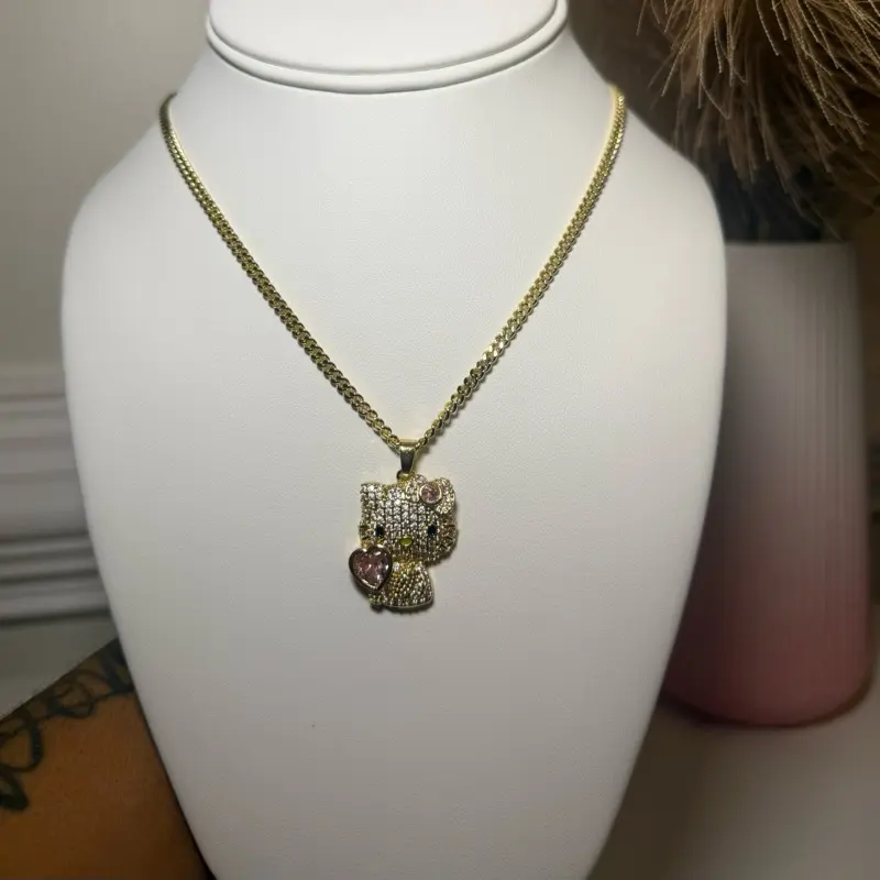 Pink Heart Kitty Chain