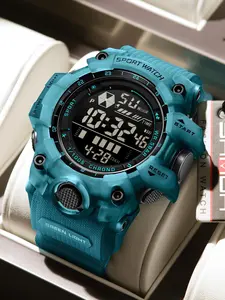 Men's Sportive Digital Watch, Fashionable Digital Watch with Luminous Dial & Alarm Mode, Waterproof Watch, Water Resistant Watch with Digital Display for Men, Sporty Waterproof Watch