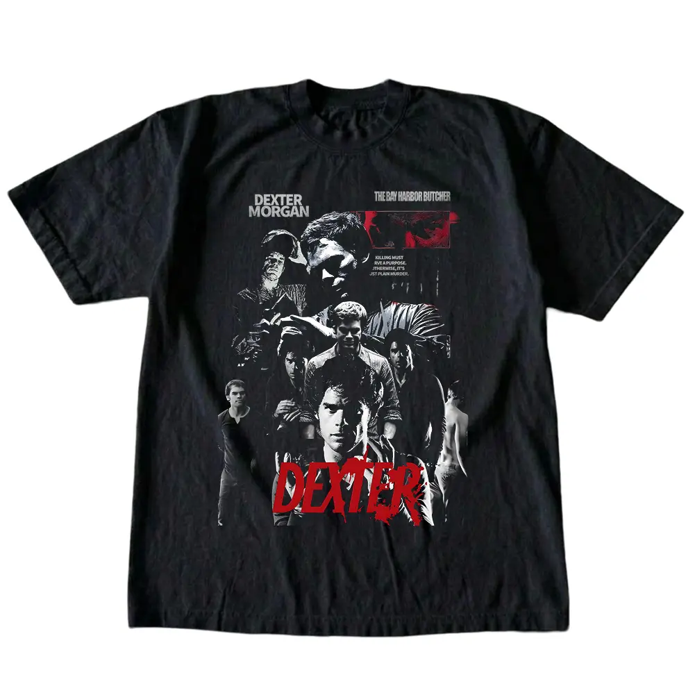 Dexter Vintage Shirt  Funny Dexter Movie Shirt, Bay Harbor Butcher Fan Shirt, Morgan Graphic 90s Tee, Movie Shirt, Gifts for Men Women, Gifts For Fan, Crew Neck T-shirt, Trending Shirt Round Neck Black