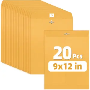 Envelops, 9"x12" Brown Kraft Envelopes with Clasp Closure, 28-lb Paper Mailing Envelopes, 20 Count, Great for Filing, Storing or Mailing Documents