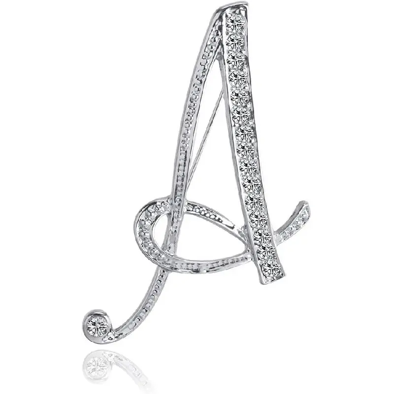 Women's Silvery Rhinestone Initial Letter Brooch Pins, A-Z, Ideal for Christmas, Birthday, Graduation Gifts for Friend, Sister, Crafts Use, Mother, Gift Ideas, Father, High Quality