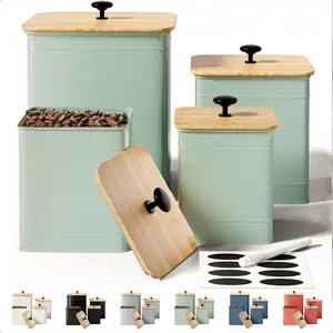 Canisters for Countertop Set of 4 with Customizable Chalkboard Labels & Marker Pen - Big Kitchen Canisters with Airtight Lids - Sage Green Canister Set - Flour and Sugar Containers