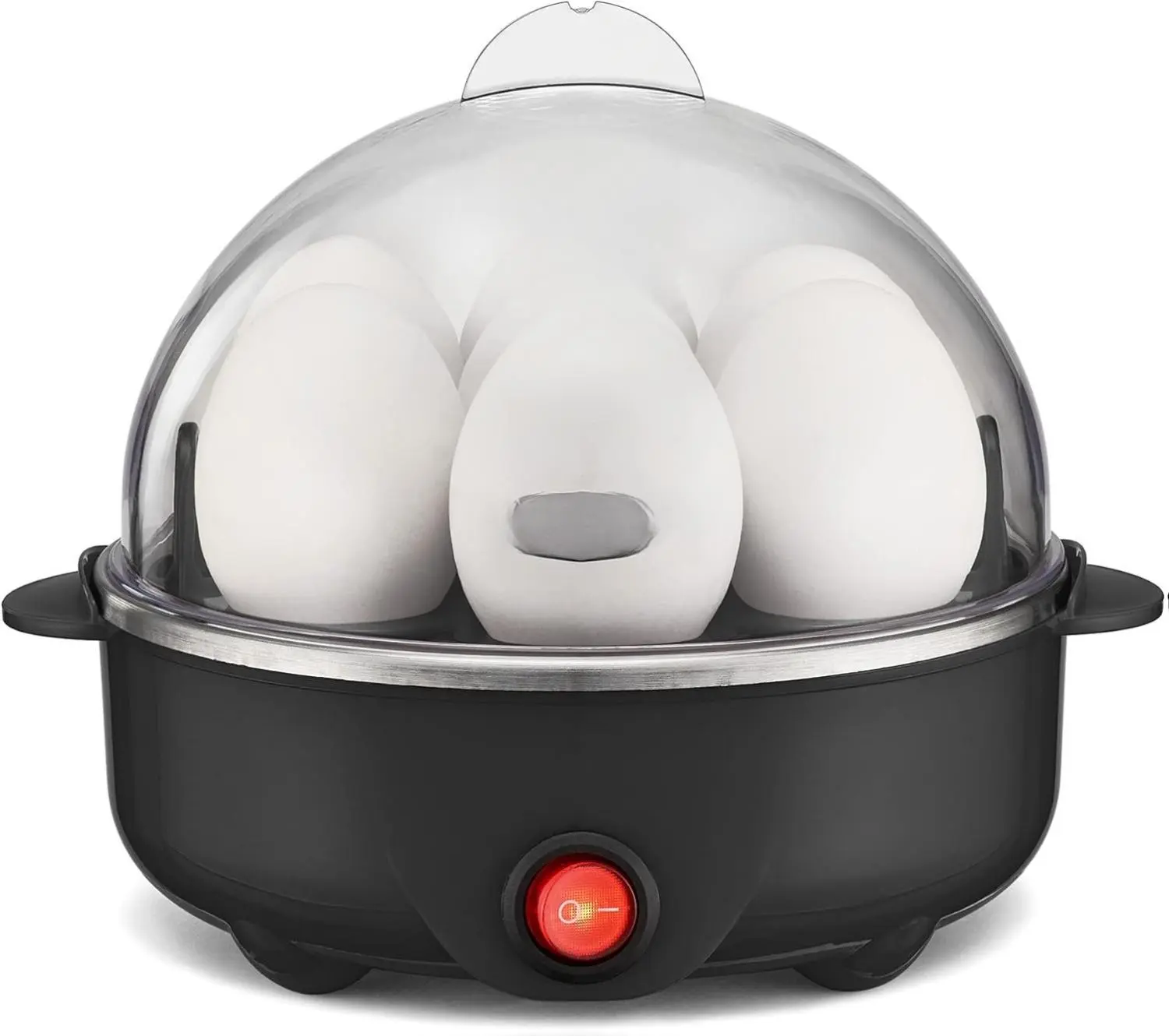 Countertop Egg Boilers, Rapid Cooker & Poacher, Family-Sized Meal Prep Essential, Makes Up To 7 Large Boiled Eggs, Dishwasher-Safe Lid With Cool-Touch Handles, Includes Poaching Tray, Black, Egg Cooker, Egg Benedict