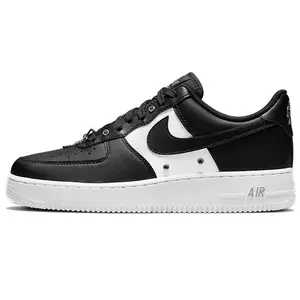 Men's Nike Air Force 1 07 PRM Retro Low-Top Sports Shoes - Black & White with Silver Buckle, Maison Mihara Casual Footwear