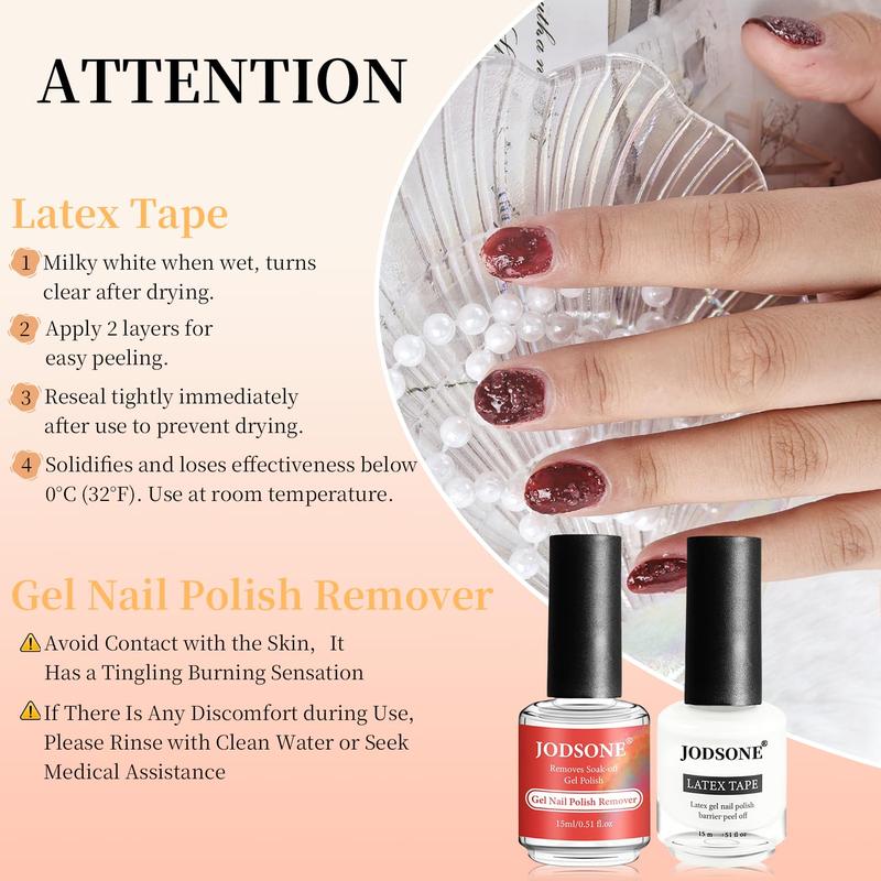 JODSONE Gel Nail Remover Kit with 15ml Remover, Cuticle Oil, Latex Tape & Complete Manicure Tools, No Soaking JODSONE Gel Nail Remover Kit with 15ml Remover, Cuticle Oil, Latex Tape & Complete Manicure Tools, No Soaking