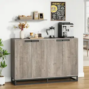 Sideboard Buffet Cabinet with Storage, 55" Accent Sideboard with 4 Doors and Adjustable Shelves, Modern Credenza, Wood Coffee Bar Console Cabinet for Living Room, Dining Room, Entryway
