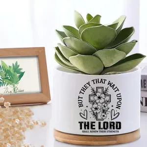 Succulent planter,Ceramic pot,Small flower pot,Cactus pot,Faith decor,Aesthetic room decor,White planter,Plant lover gift,Minimalist decor,Scripture theme,Tabletop decor,Christian gift,Baptism gift,Birthday gift,Office desk