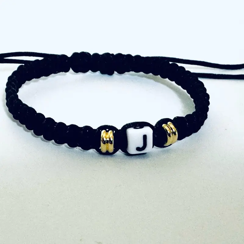 Initial Heart Black String Macrame Bracelets - A-Z Letters, Adjustable Sliding Knot, Fashionable Heart Shaped Bracelet, Jewelry Accessory for Female, Male Daily Wear