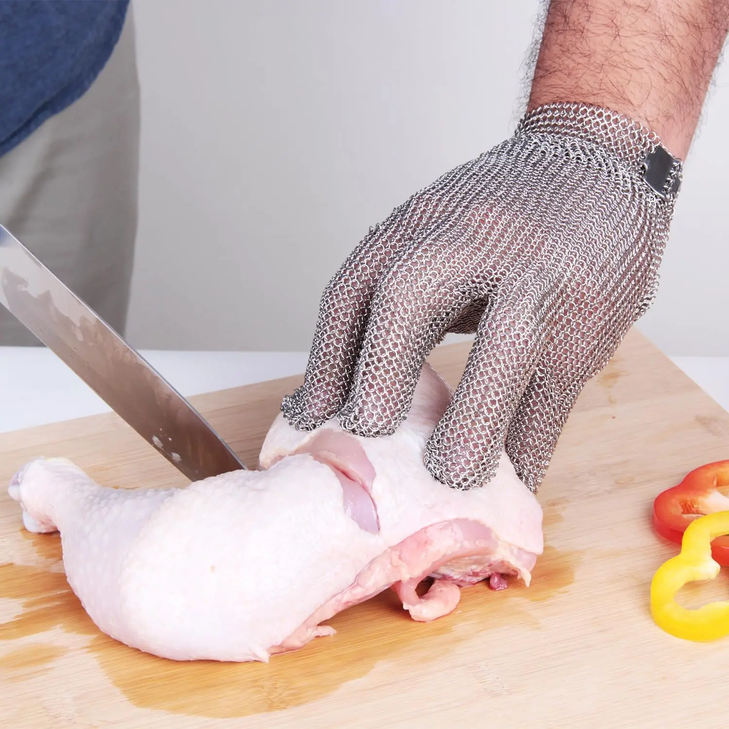 RETON-PPE 316 Stainless Steel Chainmail Cut Resistant Safety Work Gloves, Mesh Gloves for Butcher Meat Cutting, Seafood Processing