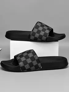 Men's Casual Plain Color Slides, Lightweight Breathable Comfortable Non-slip Slides, Fashionable Slides for Indoor & Outdoor Wear, Boy