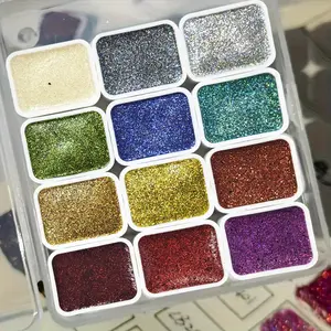 12-Color Laser Solid Watercolor Paint Set for Drawing, Calligraphy,Flower Wrapping,Dyeing,Ideal for Artists, Adults in Festival